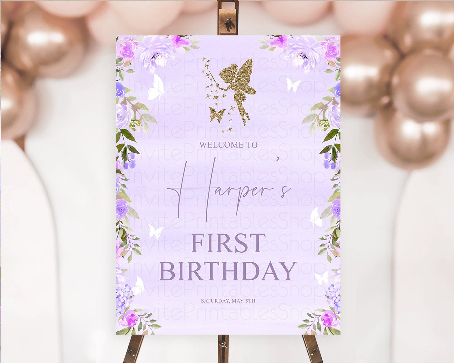 Fairy Welcome Sign Fairy Welcome Board Enchanted Garden Pastel Floral Butterfly Décor Secret Garden First Birthday Welcome Sign D10910