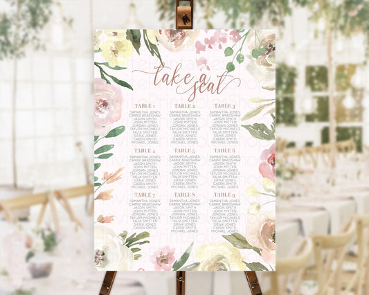 Editable Secret Garden Seating Chart Wildflower Seating Chart Pastel Flowers