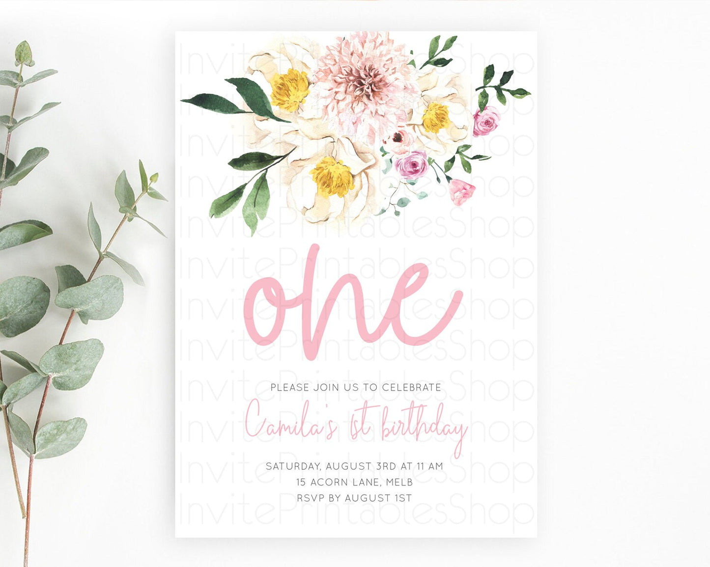 Secret Garden Invitation Wildflower Birthday Invitation Pastel Flowers Invite Enchanted Garden Boho Floral 3rd 2nd First Birthday D11040