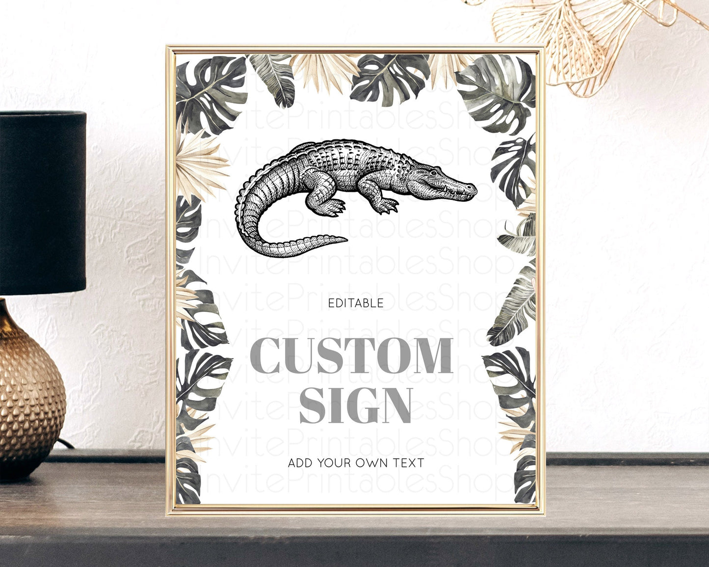 Croc Gator Sign Swamp Table Sign Decor Croc Gator Party Sign Template Safari Adventure Croc Gator Minimal Theme 1st Birthday Baptism D10830