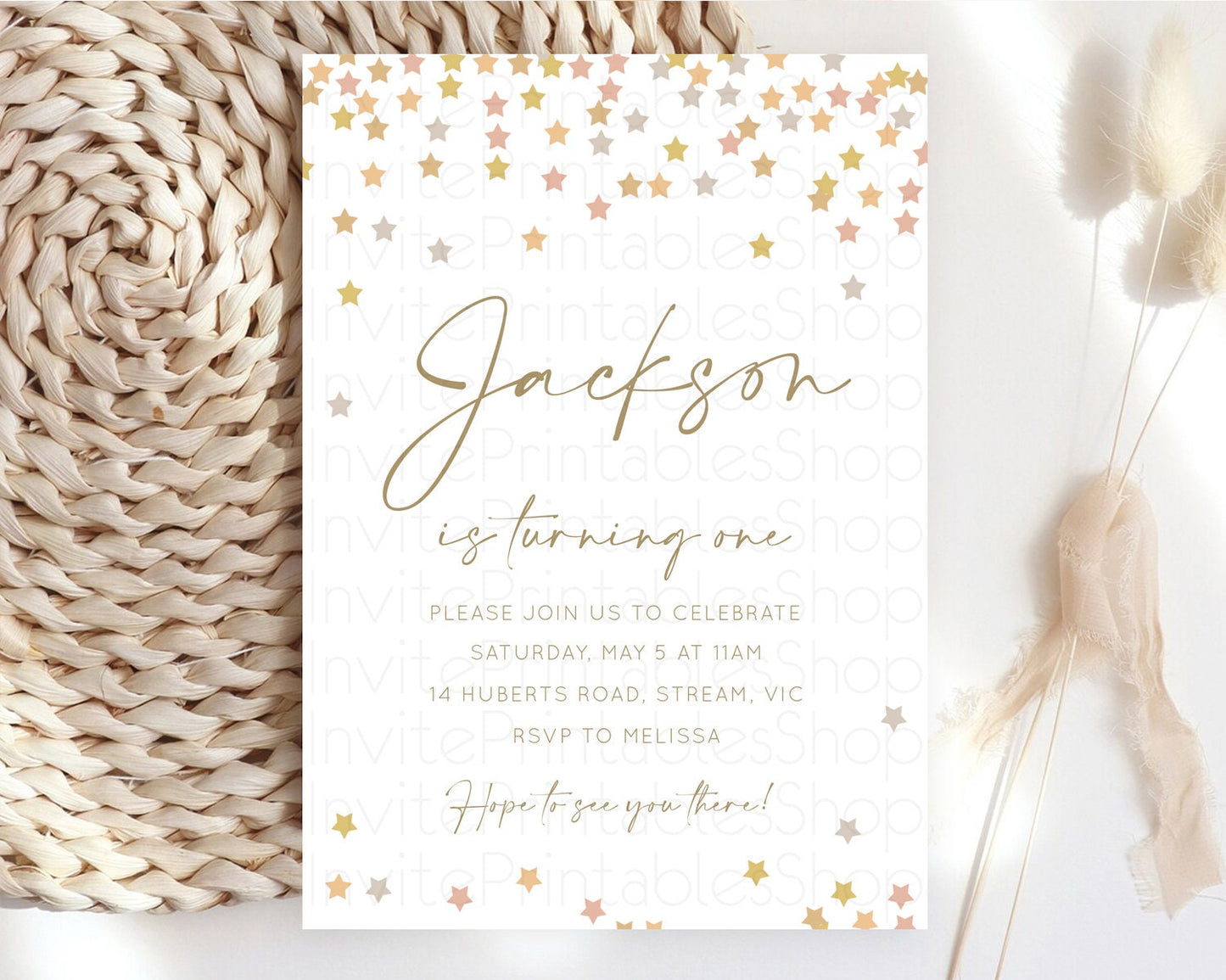 Star Birthday Invitation Pastel Stars Invite Shooting Star Party Rainbow Colorful Confetti Twinkle Little Star 2nd First Birthday D10342