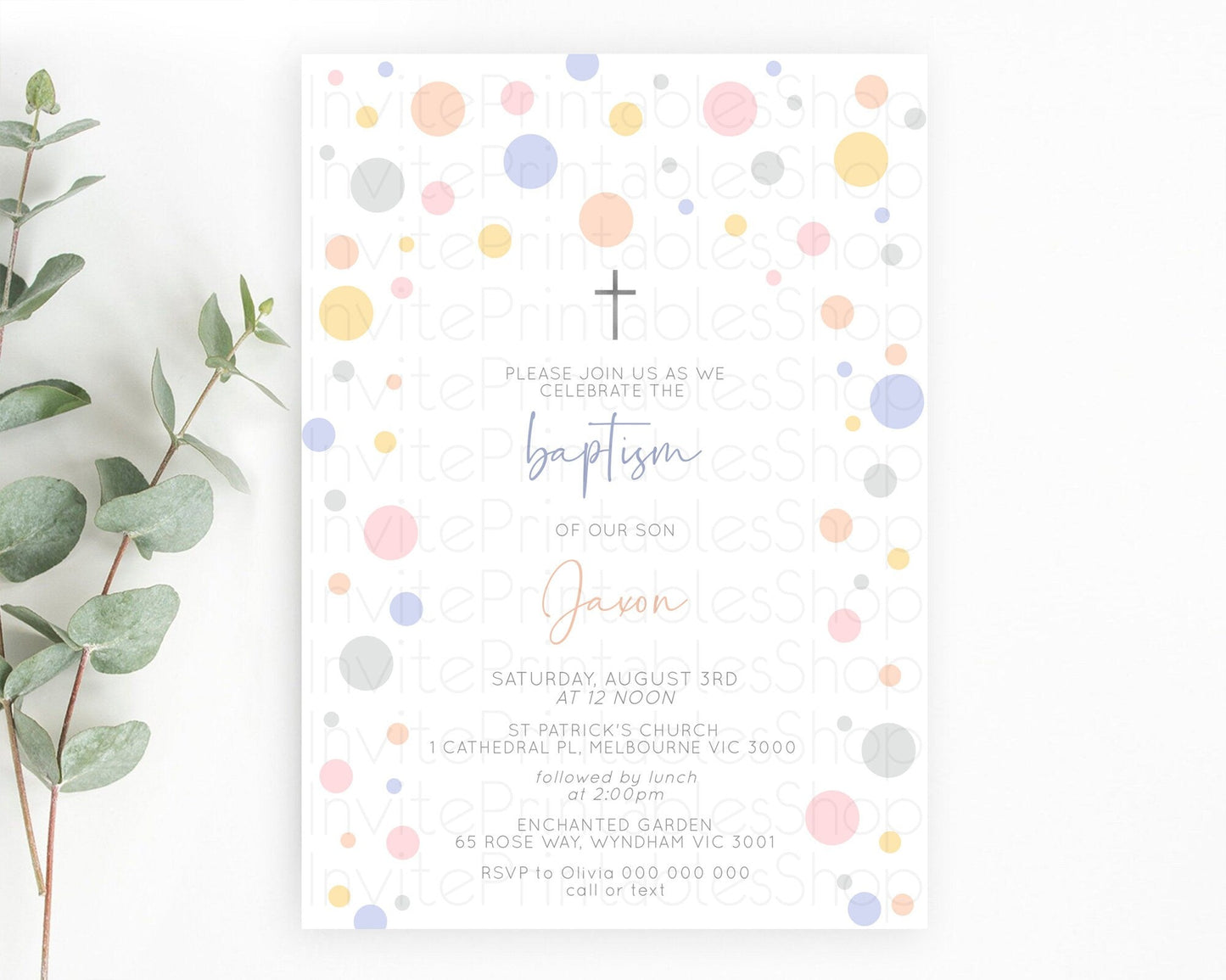 Pastel Baptism Invitation Pastel Confetti Baptism 1st Birthday Invitation Colorful Rainbow Confetti Bubbles Christening Invitation D10759