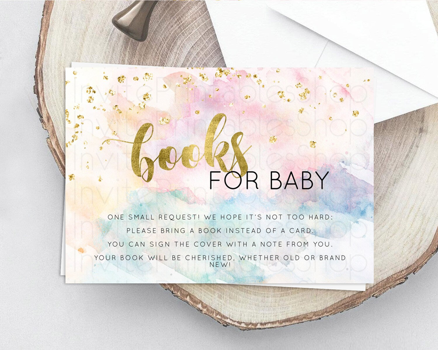 Editable Pastel Books For Baby Card Pastel Rainbow Book Insert Colorful Ombr