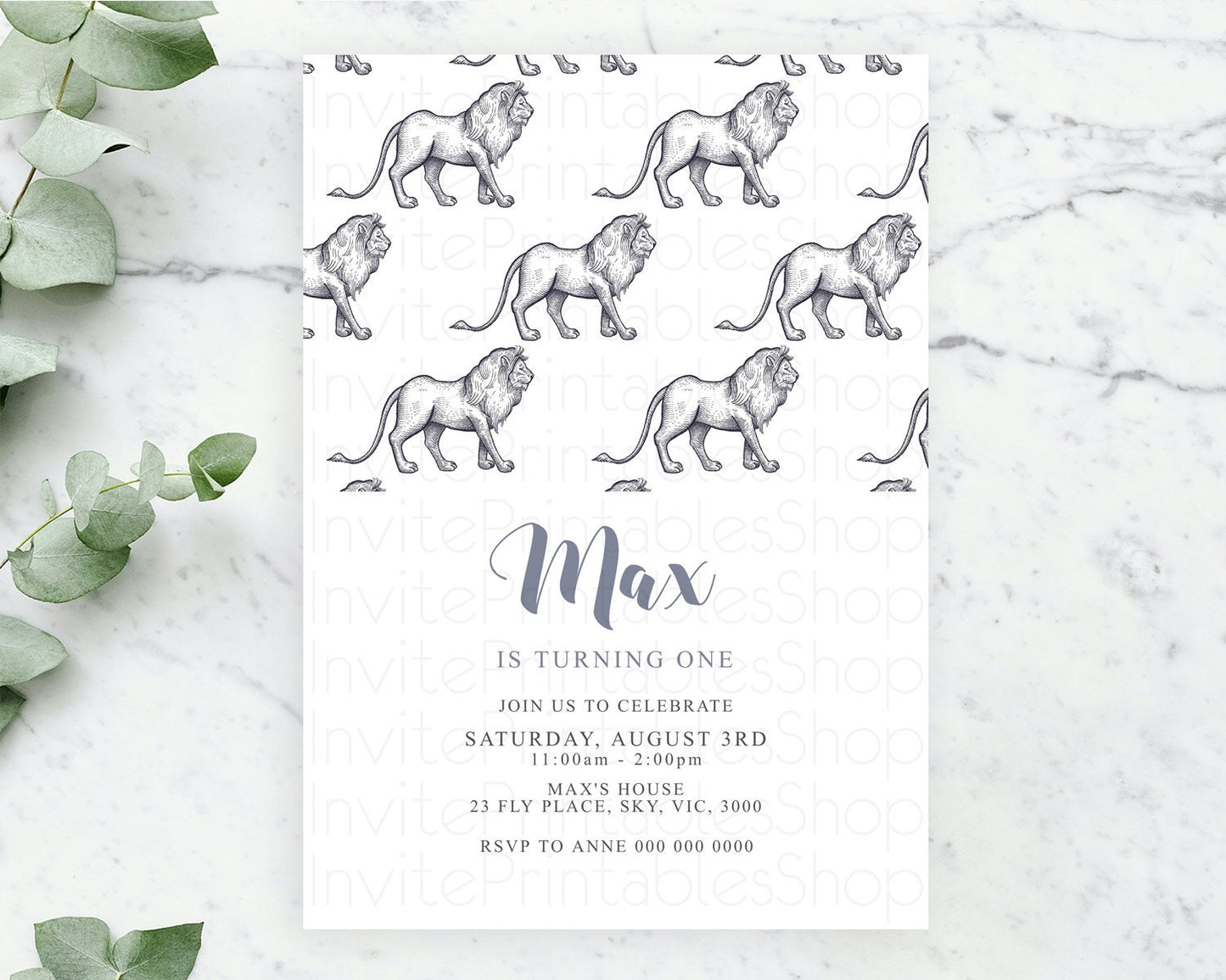 Lion Birthday Invitation Lion Invitation Modern Safari Lion Party 2 Wild 1 Safari Adventure Zoo Birthday Minimalist Lion Invites D10246