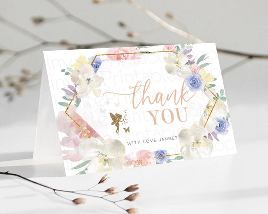 Editable Fairy Thank You Fairy Thank You Card Enchanted Garden Pastel Butter