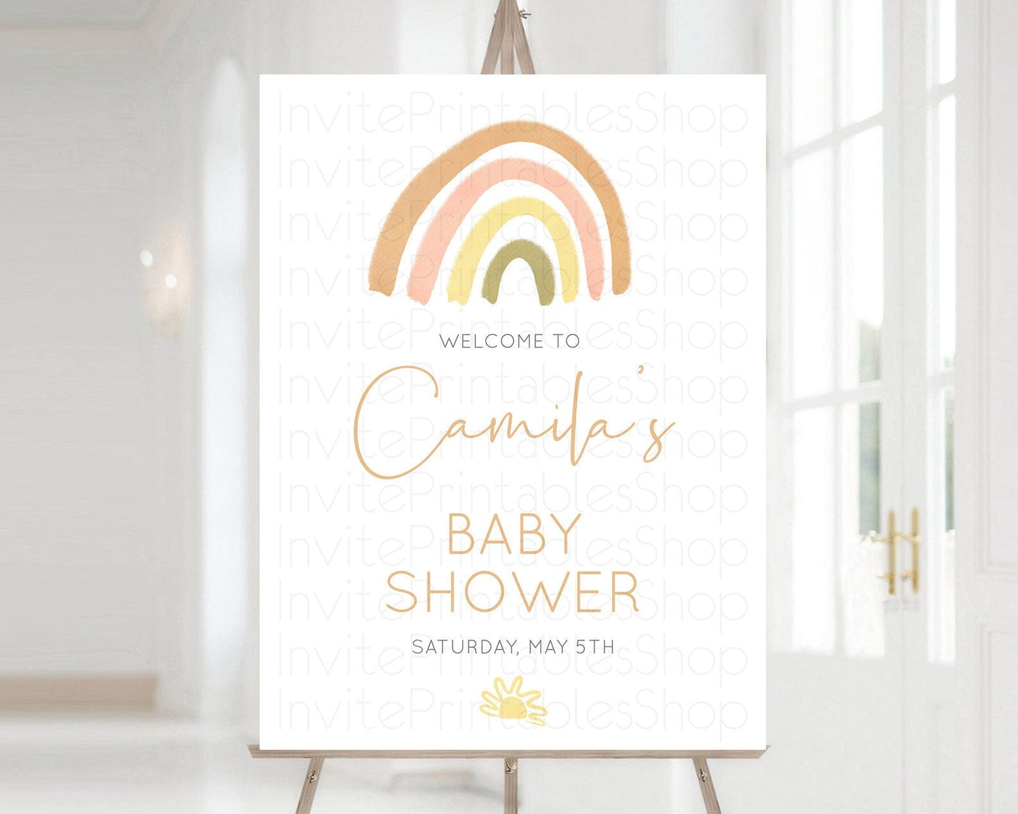Pastel Rainbow Baby Shower Welcome Sign Boho Rainbow Welcome Board Rainbow Welcome Sign Pastel Welcome Decor Rainbow Welcome Sign D10684