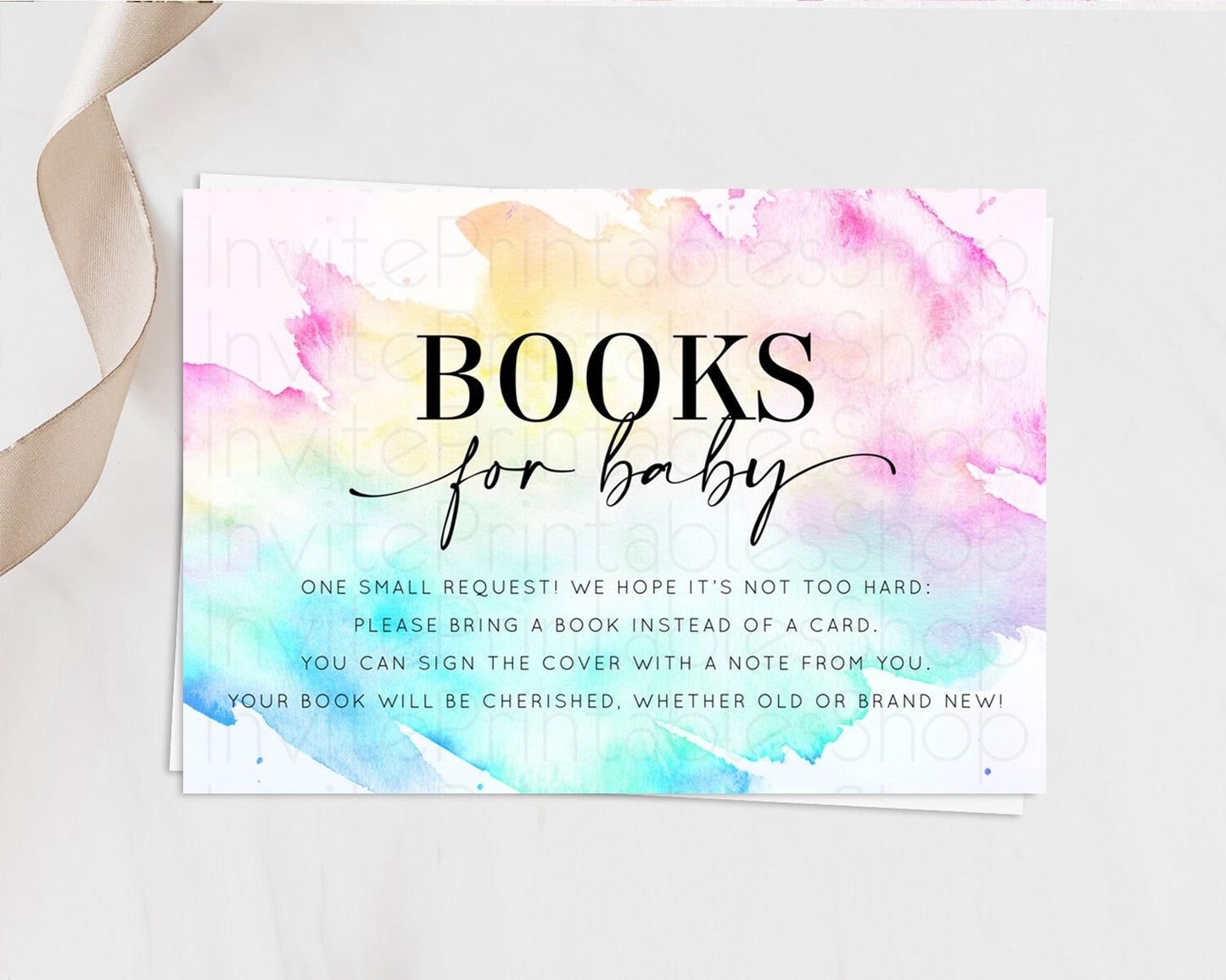 Pastel Books For Baby Card Pastel Rainbow Book Insert Colorful Ombre Watercolor Book Card Confetti Glitter Baby Book Poem Request D11020