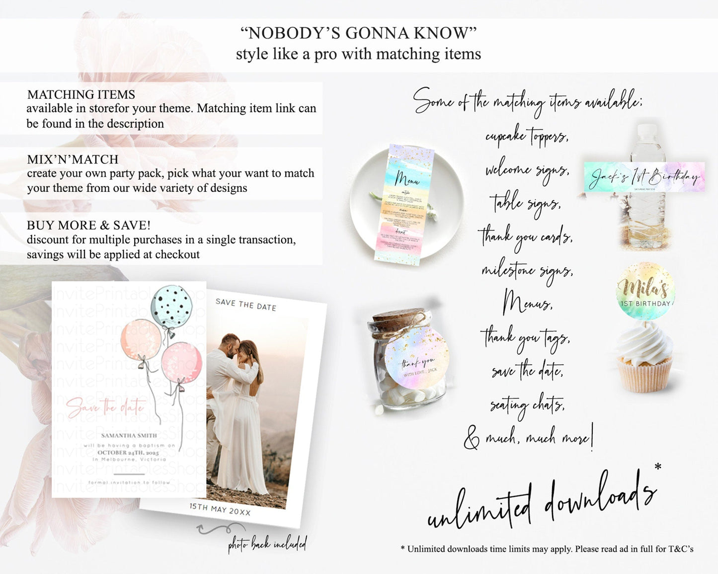 Pastel Balloons Save The Date Rainbow Confetti Balloon Party Colorful Balloon Save The Date Template Birthday Baby Shower Baptism D10868