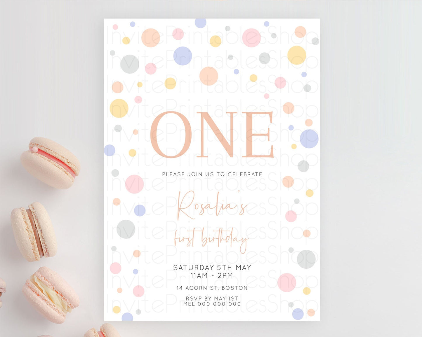 Pastel Birthday Invitation Pastel Confetti Birthday Invitation Bubbles Invitation Colorful Rainbow Confetti 2nd 1st First Birthday D10759