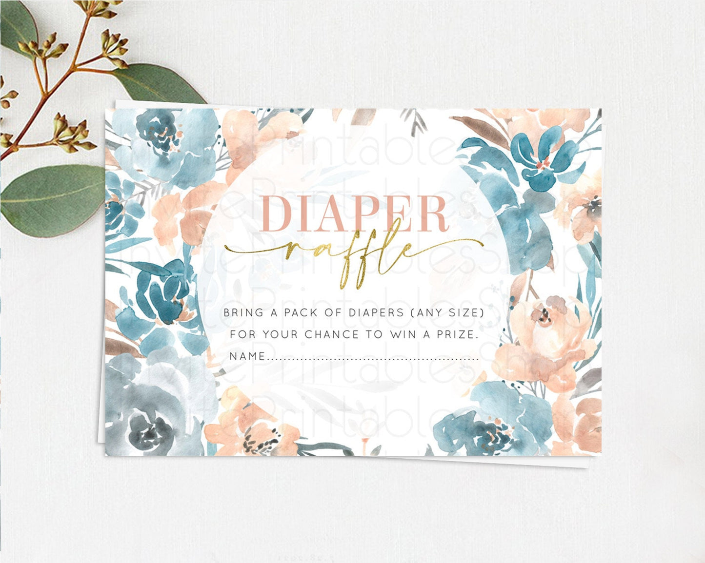 Secret Garden Diaper Raffle Card Boho Wildflower Diaper Raffle Insert Pastel Flower Garden Baby Shower Card Flower Raffle Game D10190