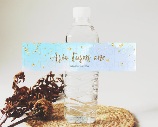 Editable Pastel Water Label Template Pastel Ombre Rainbow Watercolor Colorfu