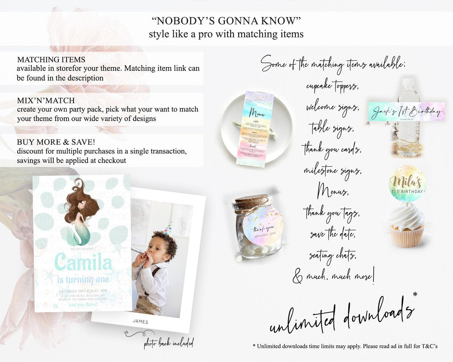 Mermaid Birthday Invitation Mermaid Invitation Rainbow Fish Under The Sea Colorful Pastel Mermaid Pool Party 2nd 1st First Birthday D10147