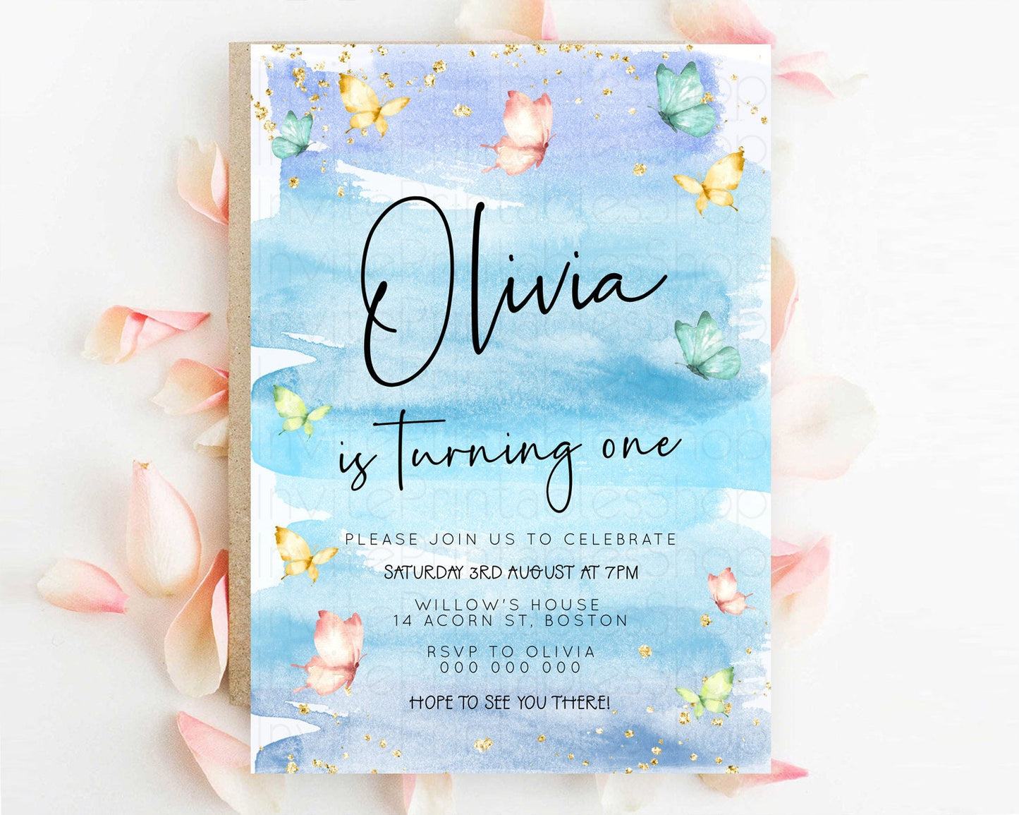 Editable Pastel Butterfly Birthday Invitation Butterfly Birthday Invitation