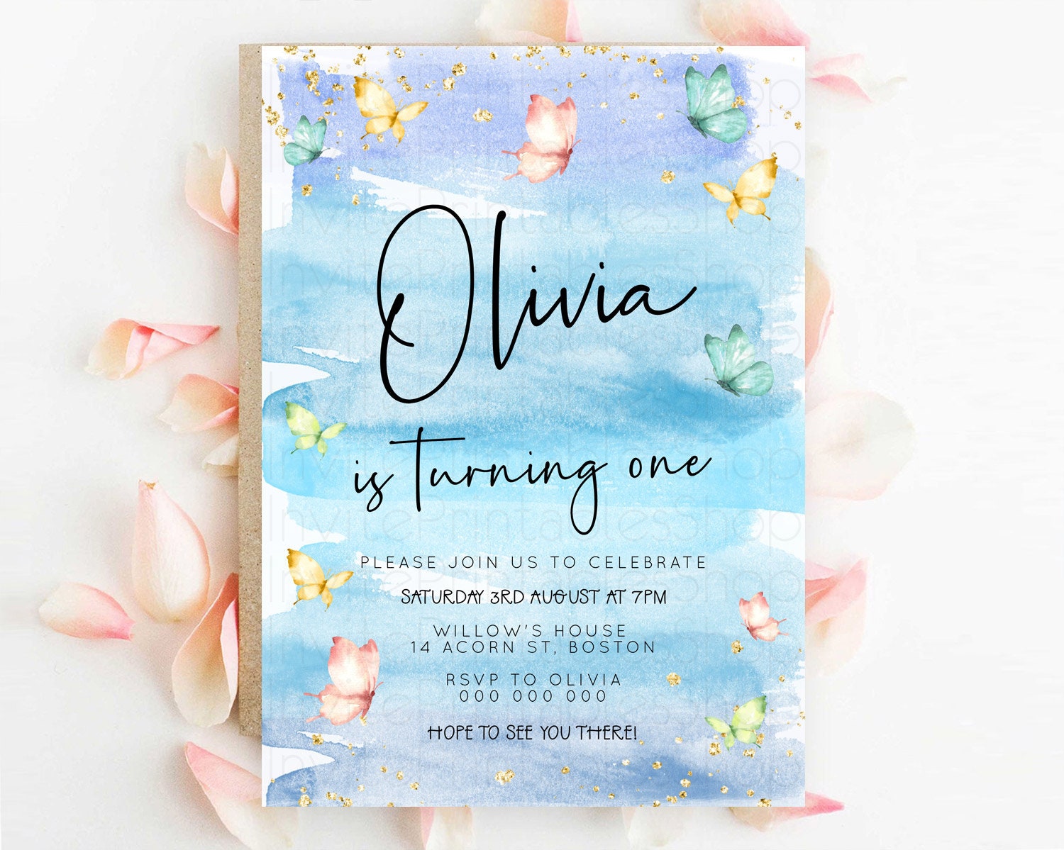 Editable Pastel Butterfly Birthday Invitation Butterfly Birthday Invitation