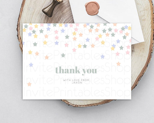 Star Thank You Card Pastel Stars Thank You Shooting Star Rainbow Colorful Confetti Twinkle Little Star Birthday Teacher Thank You D10795