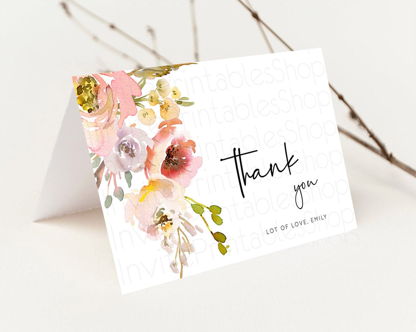 Secret Garden Thank You Wildflower Thank You Card Pastel Flower Garden Birthday Thank You Card Boho Floral Teacher Thank You Card D10194