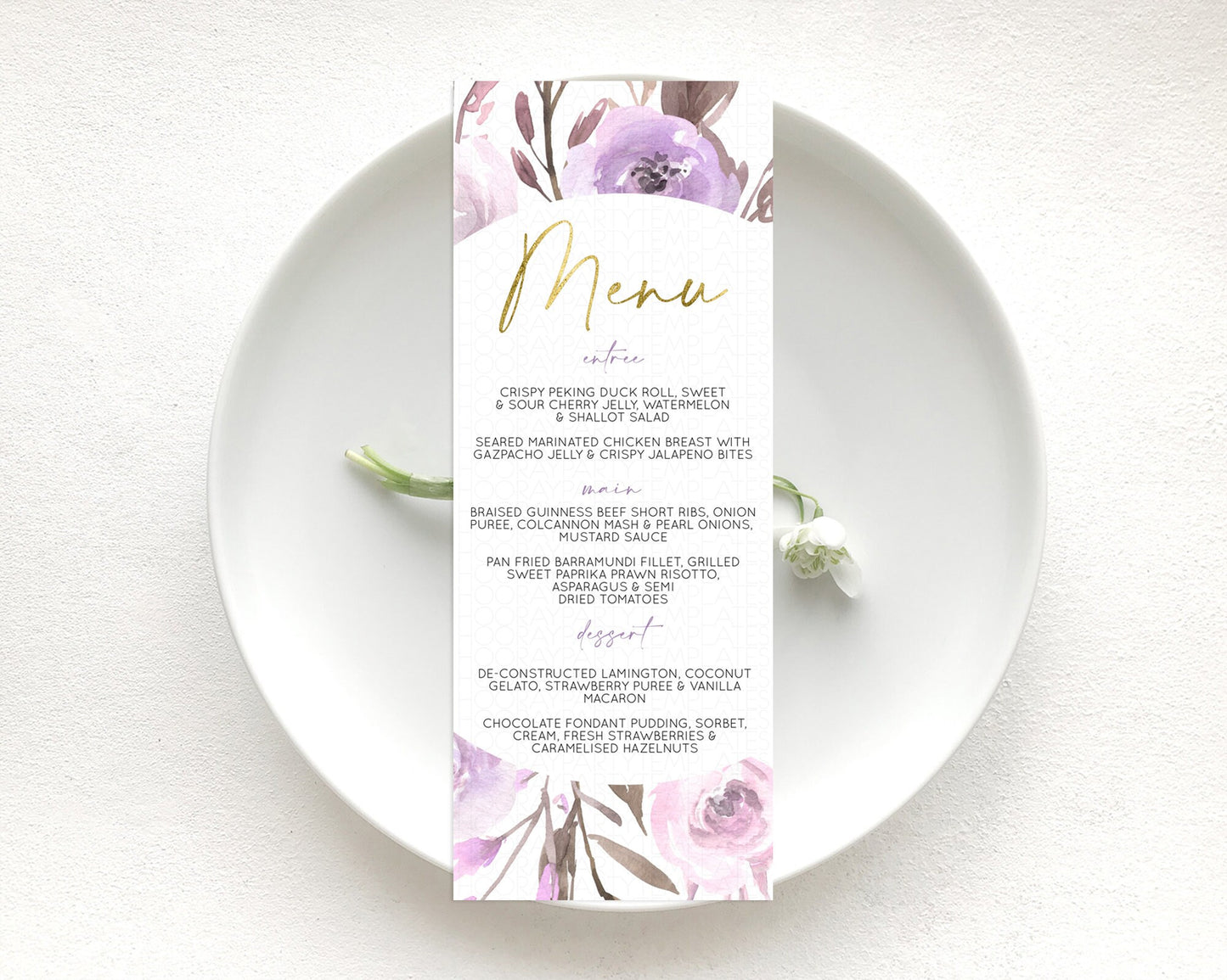 Secret Garden Menu Wildflower Menu Template Pastel Flower Garden Table Decor Boho Floral Dinner Dessert Floral Party Food Menu D10201