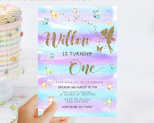 Editable Pastel Fairy Birthday Invitation Pastel Butterflies Fairy Birthday