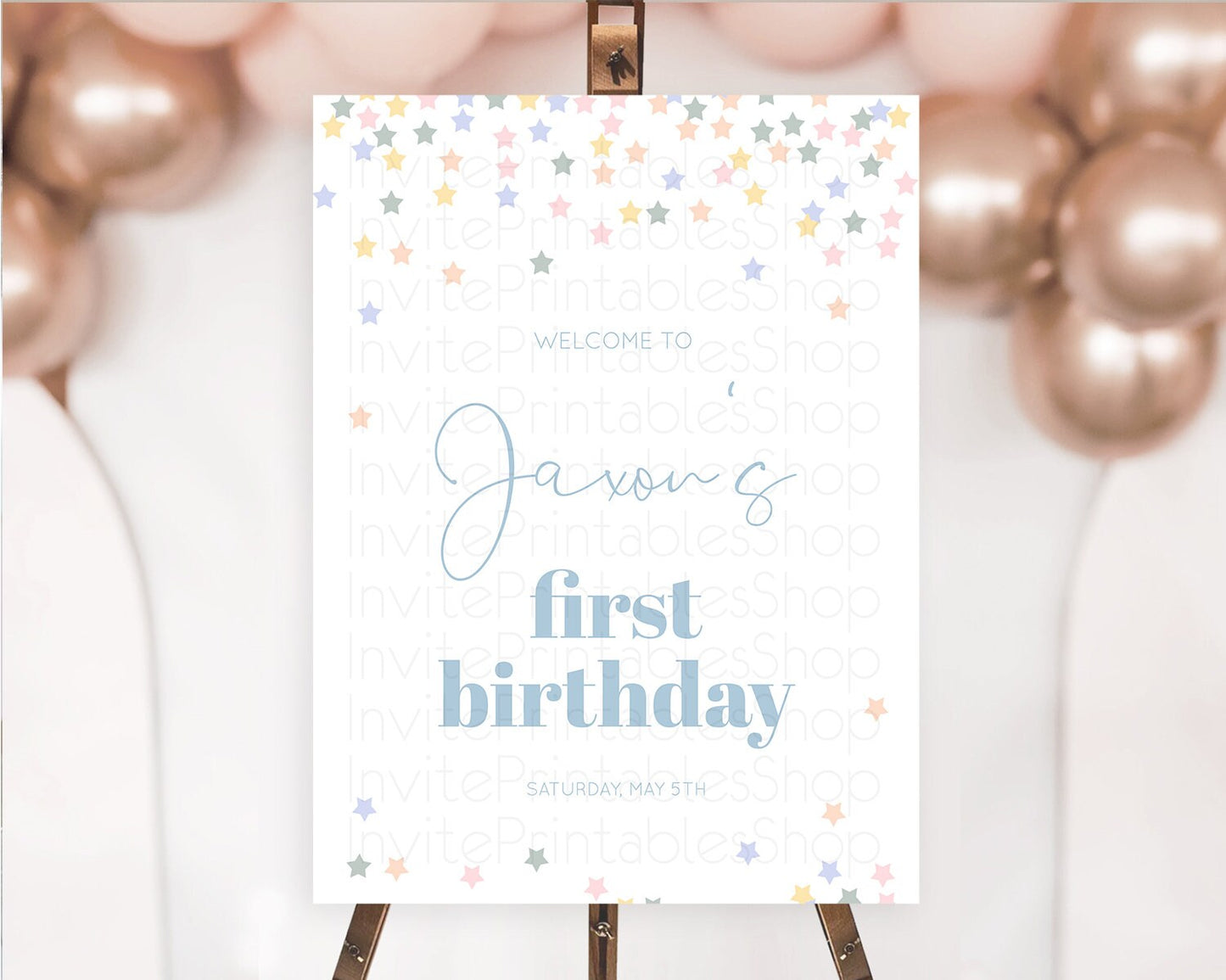 Star Welcome Board Pastel Stars Welcome Sign Shooting Star Rainbow Colorful Confetti Twinkle Little Star First Birthday Welcome Sign D10795