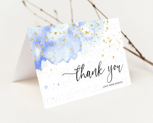 Blue Thank You Blue Watercolor Thank You Card Pastel Blue Card Template Watercolor Splash Cards Teacher Thank You Cards Tem[plate D10313