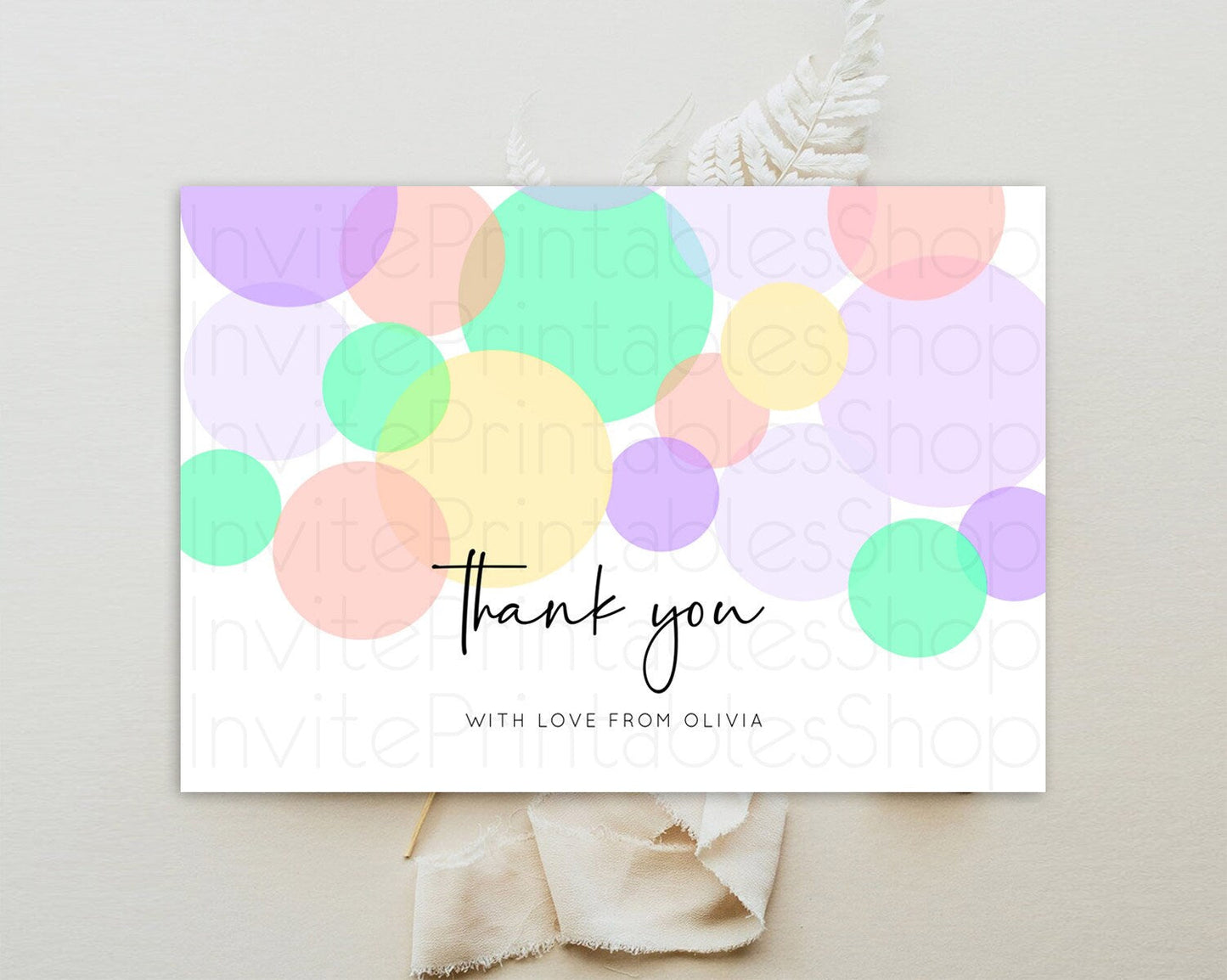 Rainbow Thank You Pastel Thank You Card Pastel Rainbow Birthday Thank You Confetti Colorful Pastel Cards Teacher Thank You Cards D10380