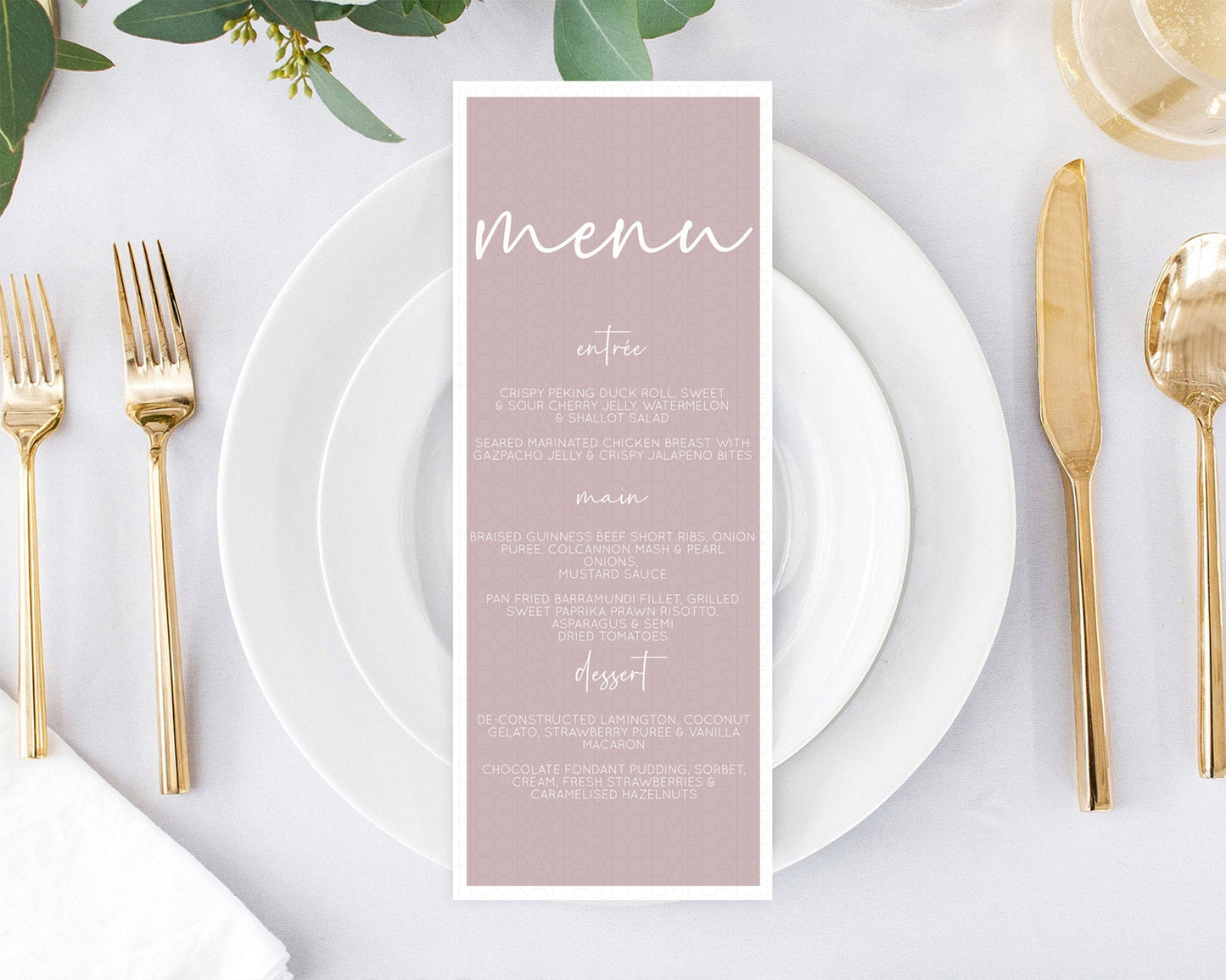 Pink Menu Pastel Pink Menu Template Pink Minimalist Table Decor Modern Pink Menu Simple Pink Dinner Dessert Menu Party Food Menu D10936