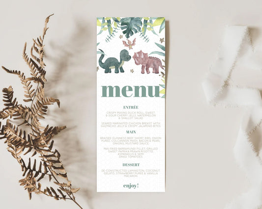 Editable Dinosaur Menu Dinosaur Volcano Menu Template Dinosaur Table Decor W
