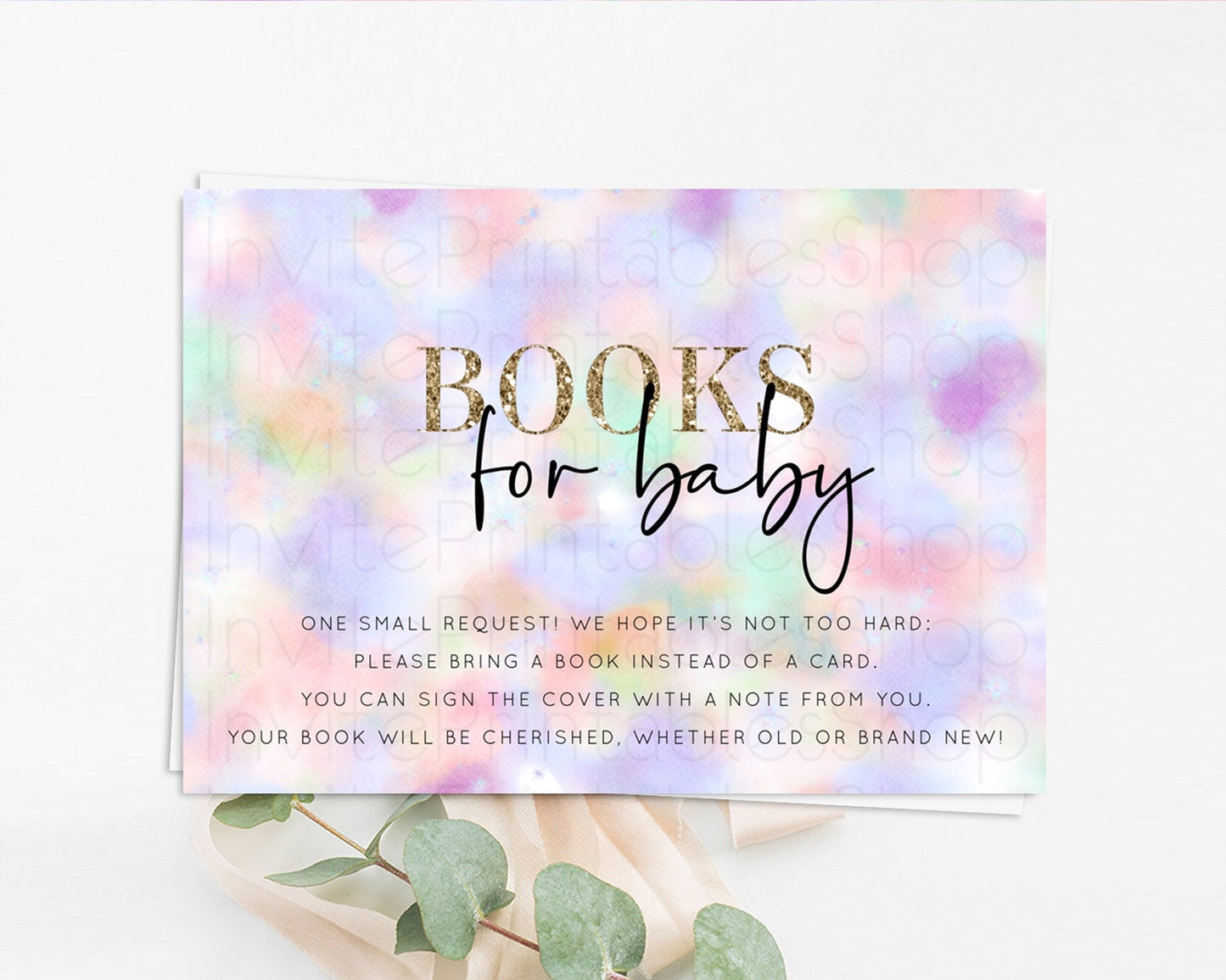 Pastel Books For Baby Card Pastel Rainbow Book Insert Colorful Ombre Watercolor Book Card Confetti Glitter Baby Book Poem Request D10697