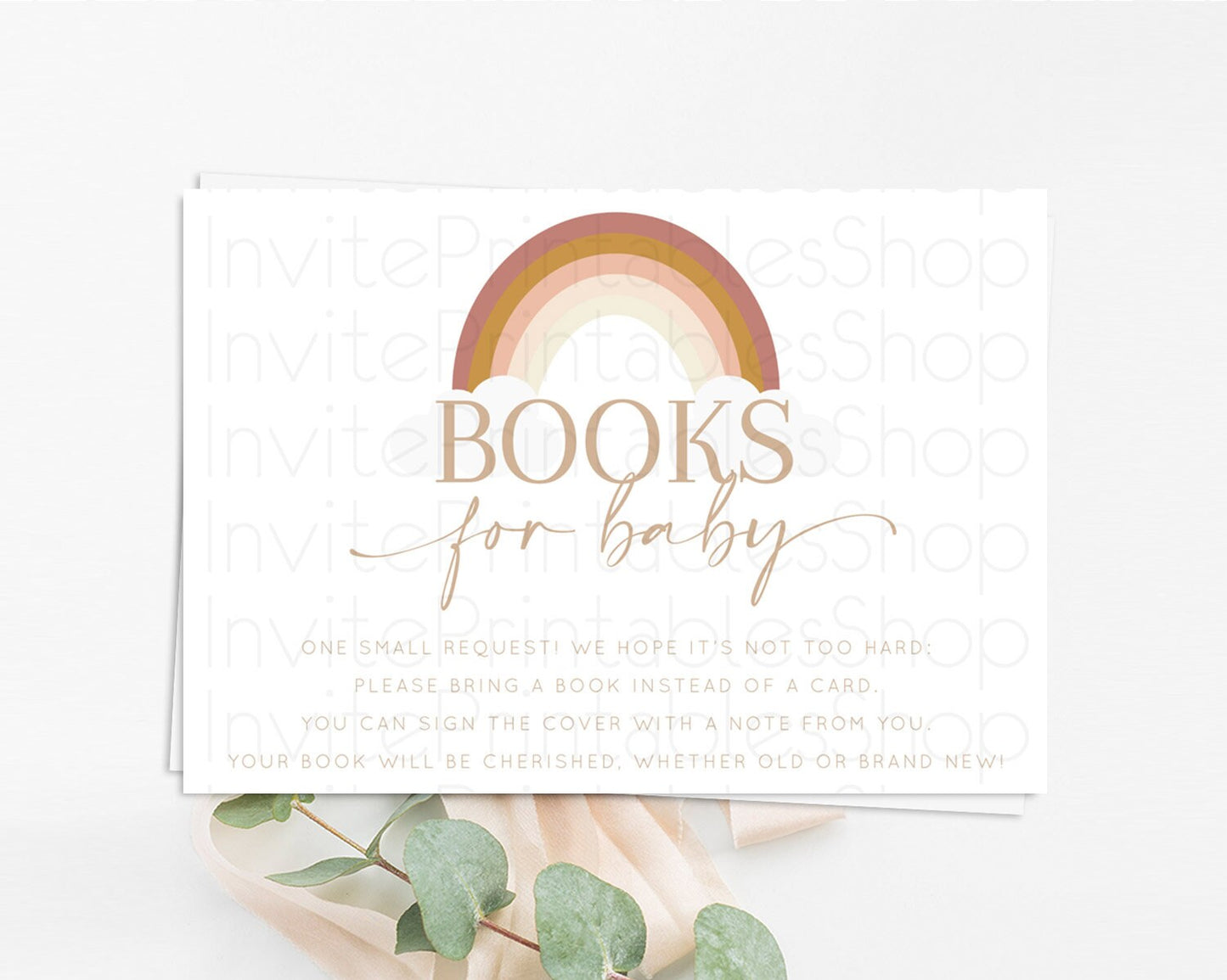 Editable Pastel Rainbow Books For Baby Card Boho Rainbow Book Insert Boho Ra