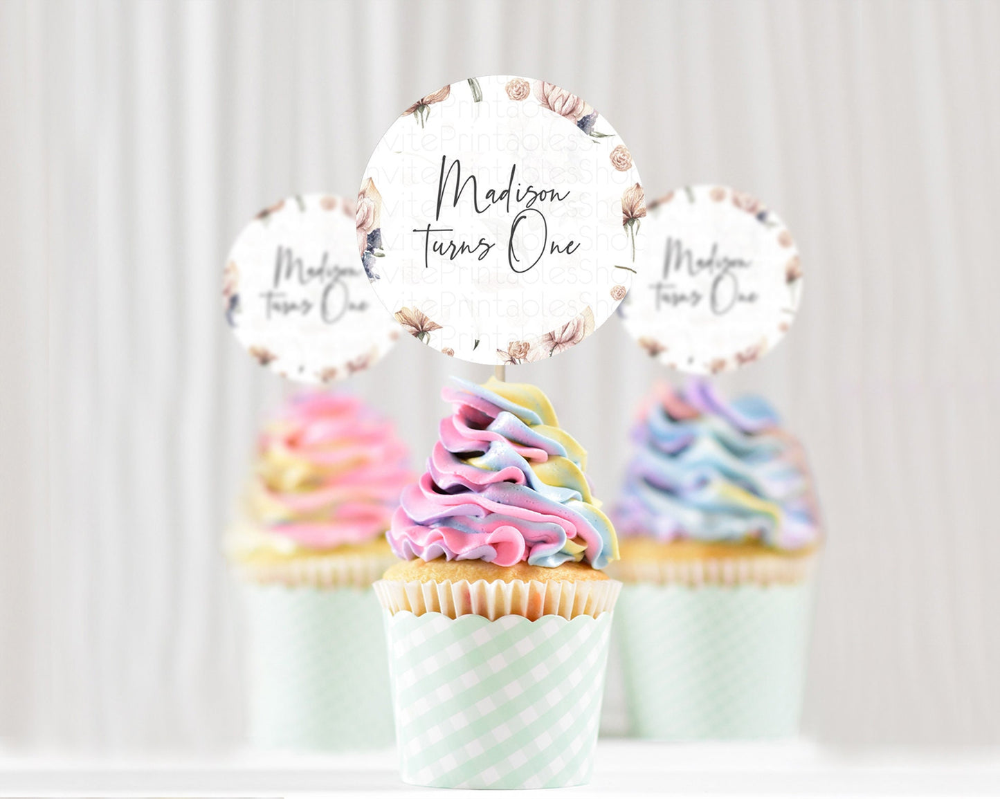 Secret Garden Cupcake Toppers Wildflower Cupcake Toppers Pastel Flowers Cupcake Toppers Enchanted Garden Boho Floral First Birthday D10504