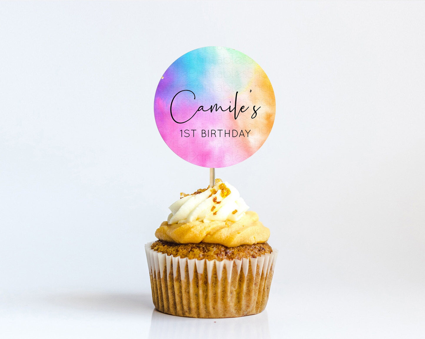 Tie Dye Cupcake Toppers Rainbow Tie Dye Cupcake Toppers Rainbow Colorful Cupcake Toppers Tie Dye Pastel Rainbow Party Cupcake Decor D10456