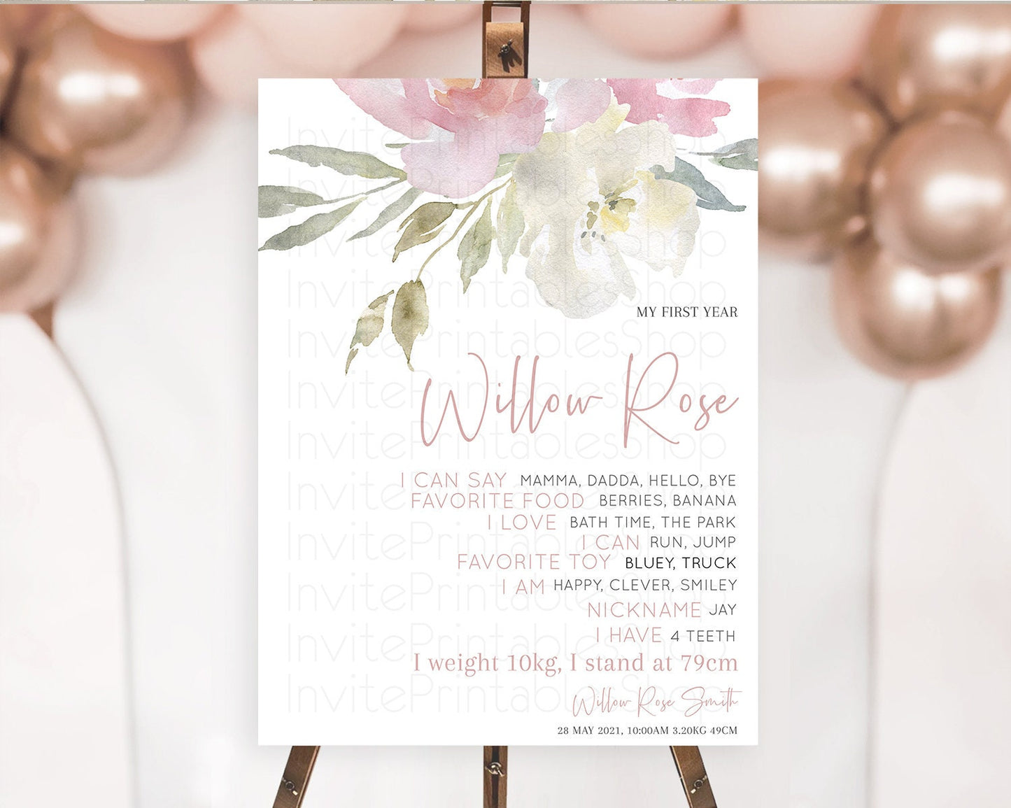 Secret Garden Milestone Board Wildflower First Birthday Milestone Poster Pastel Flowers Milestone Boho Wildflower 1st Birthday Sign D10183