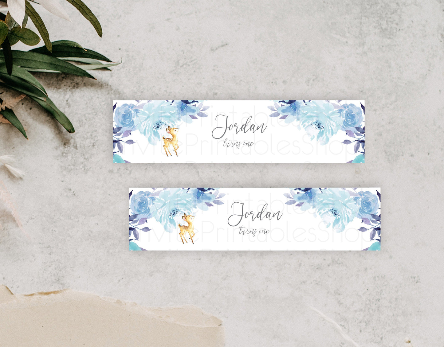 Fawn Deer Water Label Template Pastel Floral Deer Enchanted Forest Butterfly Party Decor Birthday Baptism Baby Shower Bridal Shower D10917