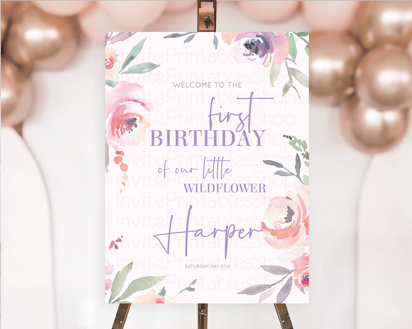 Secret Garden Welcome Sign Wildflower Welcome Board Pastel Flower Garden Welcome Poster Boho Wildflower First Birthday Welcome Sign D10198