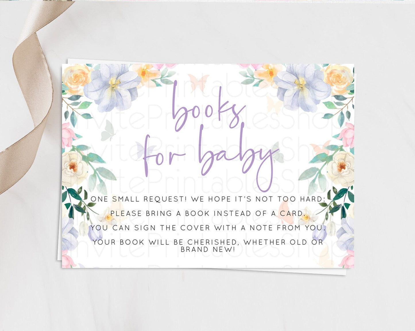 Secret Garden Books For Baby Card Boho Wildflower Book Insert Pastel Flower Garden Baby Shower Card Flower Guests Book Poem Request D10472