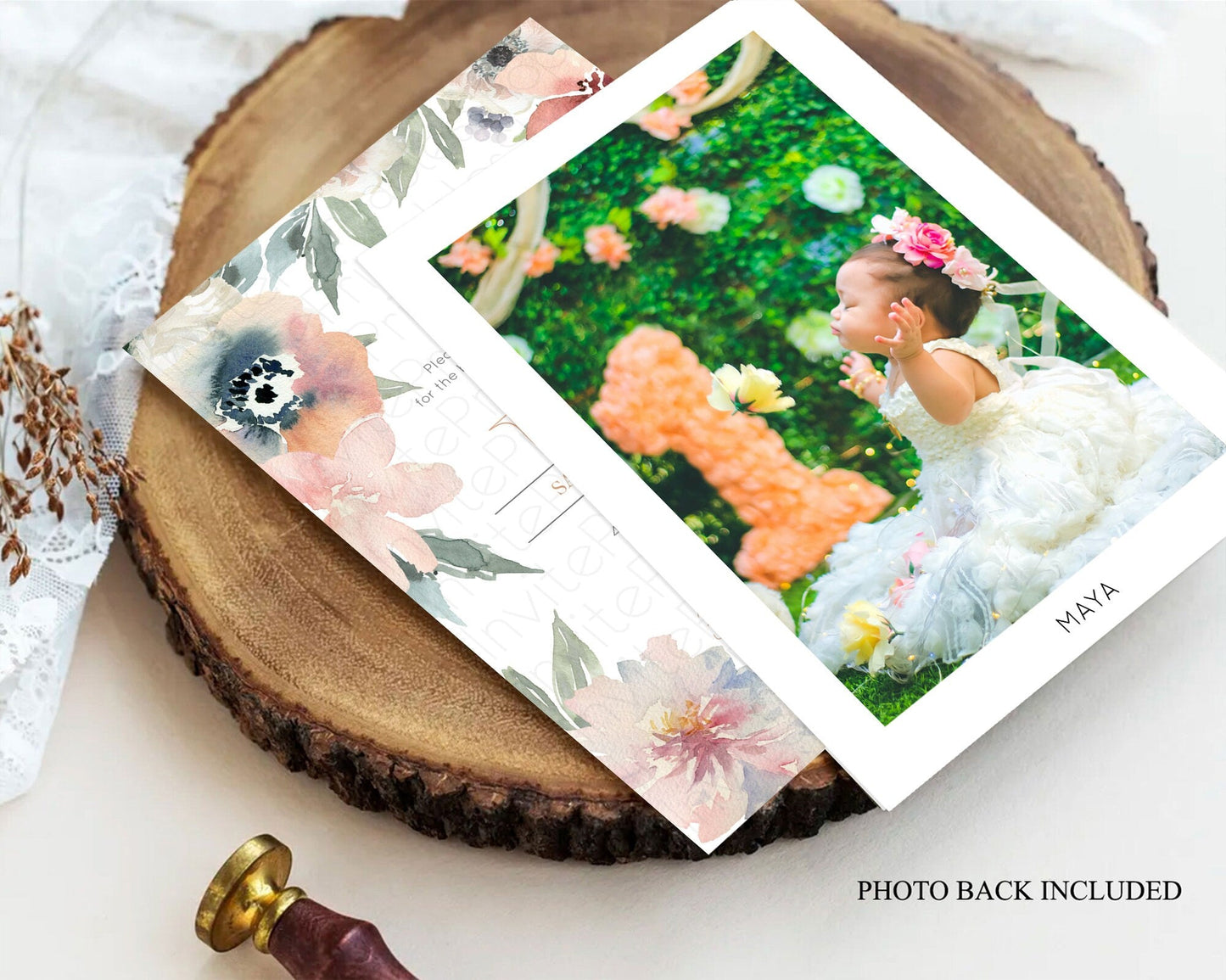 Secret Garden Baptism Invitation Wildflower Baptism Birthday Invite Pastel Flowers Christening Invite Enchanted Garden Boho Floral D10787