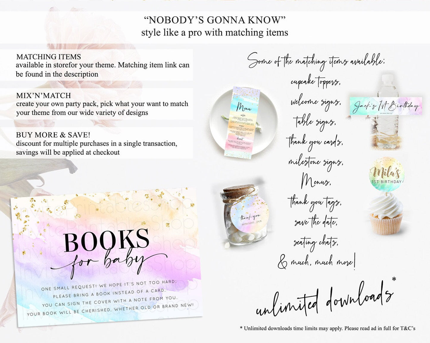 Pastel Books For Baby Card Pastel Rainbow Book Insert Colorful Ombre Watercolor Book Card Confetti Glitter Baby Book Poem Request D10175