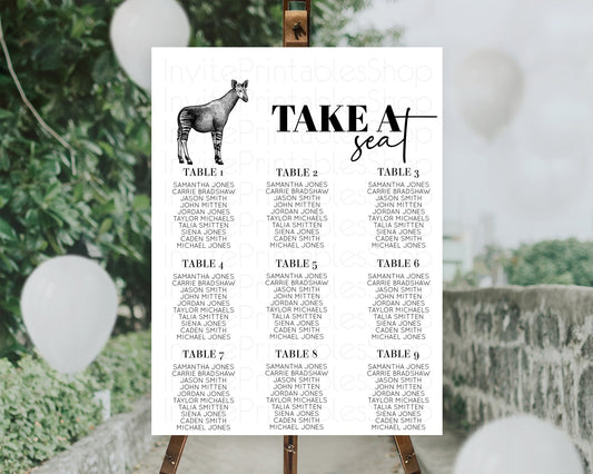 Okapi Seating Chart Okapi Seating Sign Okapi Take A Seating Chart Okapi Safari Adventure Decor Zoo Party Okapi Palm Leaf Décor D10283