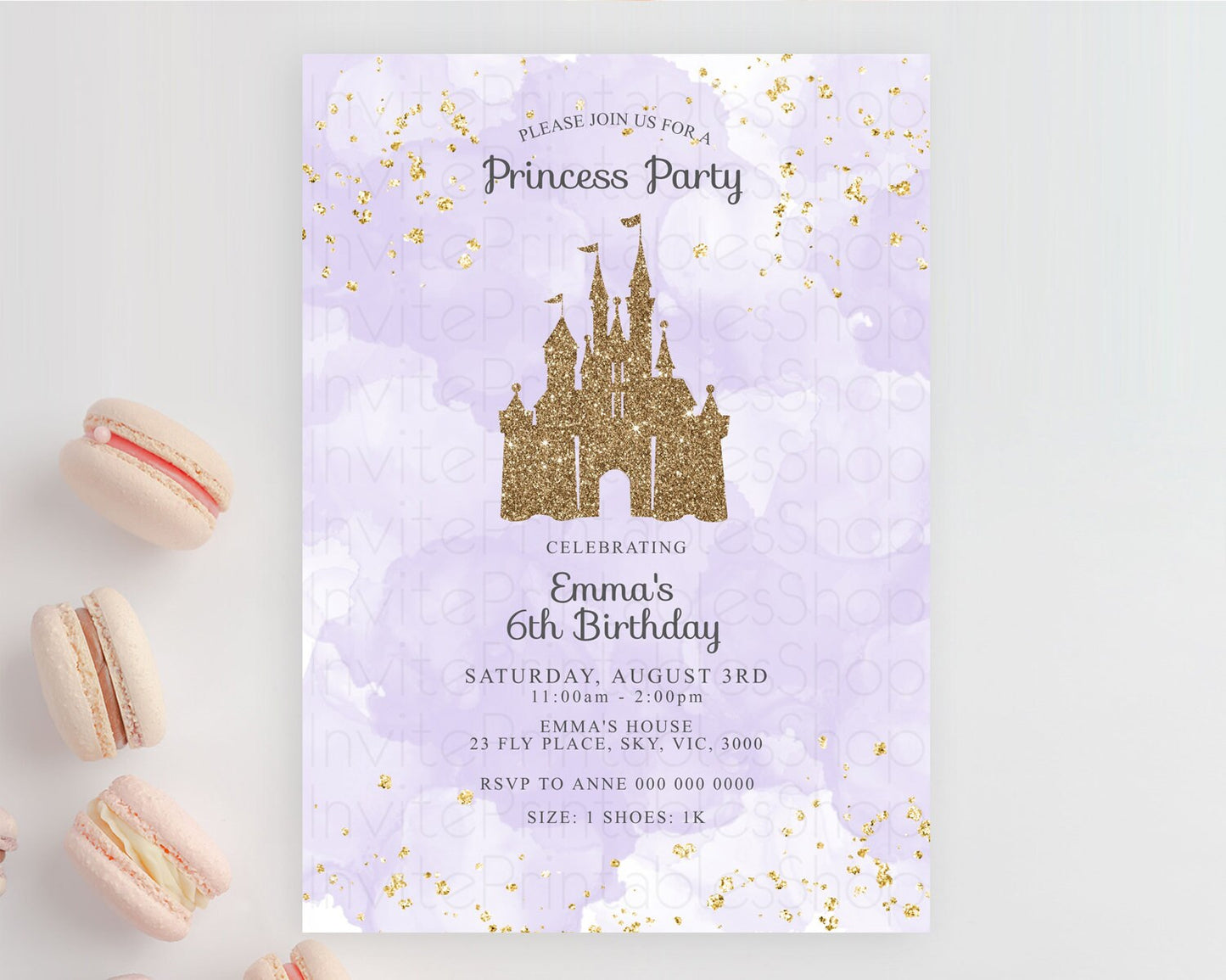 Princess Birthday Invitation Princess Invitation Pastel Invitation Royal Birthday Rainbow Color Enchanted Castle 1st First Birthday D10701