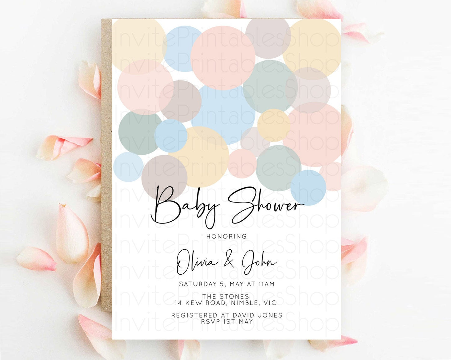 Pastel Rainbow Baby Shower Invitation Pastel Confetti Invitation Sprinkles Bubbles Invitation Colorful Rainbow Confetti Theme D10602