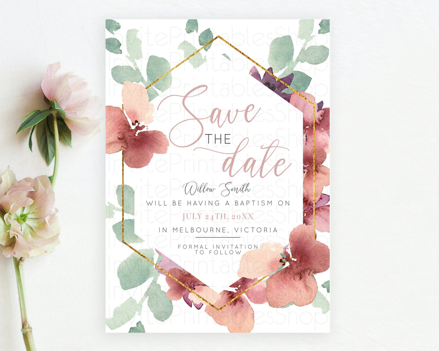 Wildflower Save The Date Template Secret Garden Save The Date Pastel Floral Garden Party Boho Flowers Birthday Baby Shower Wedding D10964