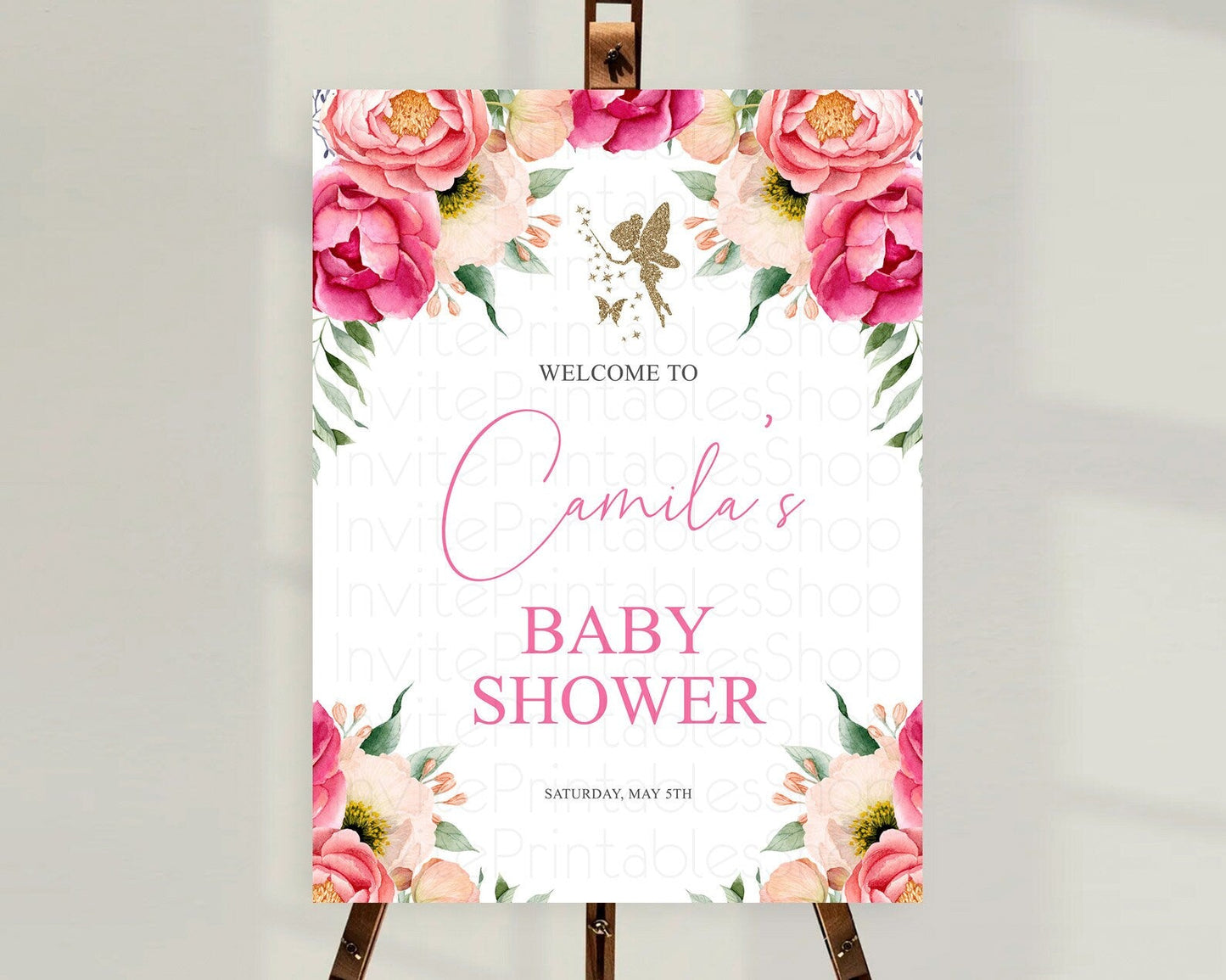 Fairy Baby Shower Welcome Sign Fairy Welcome Board Enchanted Garden Pastel Floral Butterfly Decor Secret Garden Fairy Welcome Sign D10883