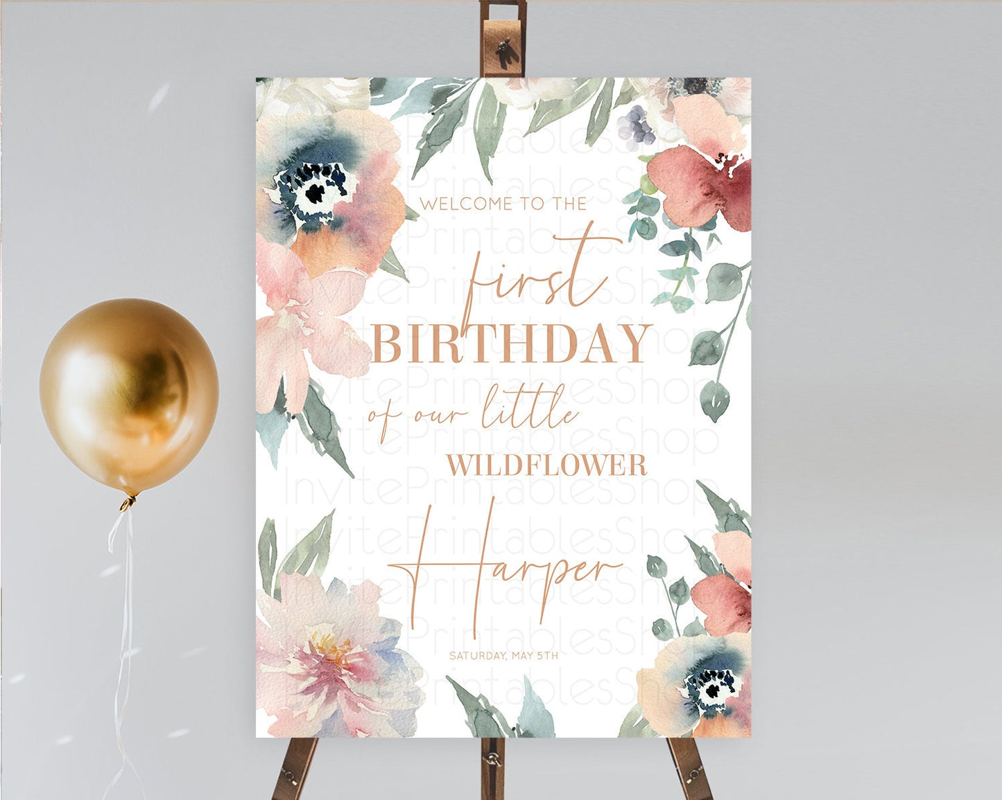 Secret Garden Welcome Sign Wildflower Welcome Board Pastel Flower Garden Welcome Poster Boho Wildflower First Birthday Welcome Sign D10787