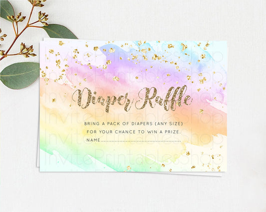 Editable Pastel Diaper Raffle Card Pastel Rainbow Diaper Raffle Insert Color