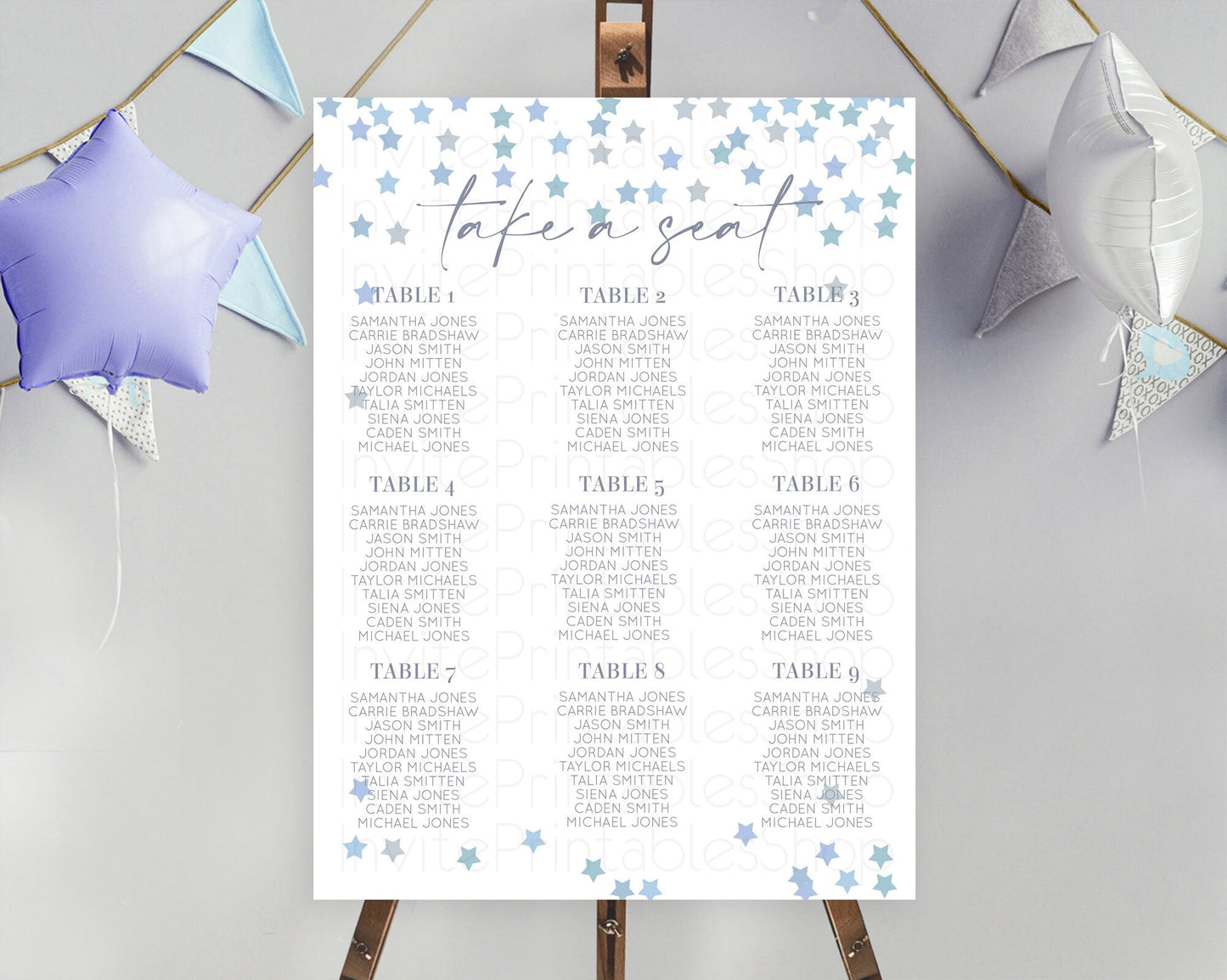 Star Seating Chart Pastel Stars Seating Chart Shooting Star Sprinkle Stars Rainbow Colorful Confetti Twinkle Little Star Decor D10341