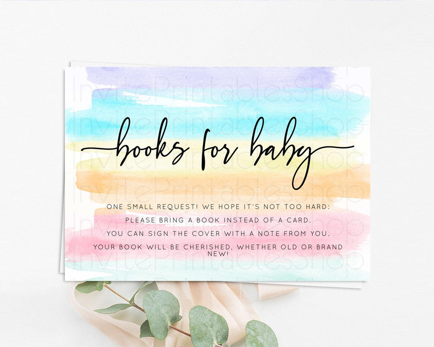 Pastel Books For Baby Card Pastel Rainbow Book Insert Colorful Ombre Watercolor Book Card Confetti Glitter Baby Book Poem Request D10505