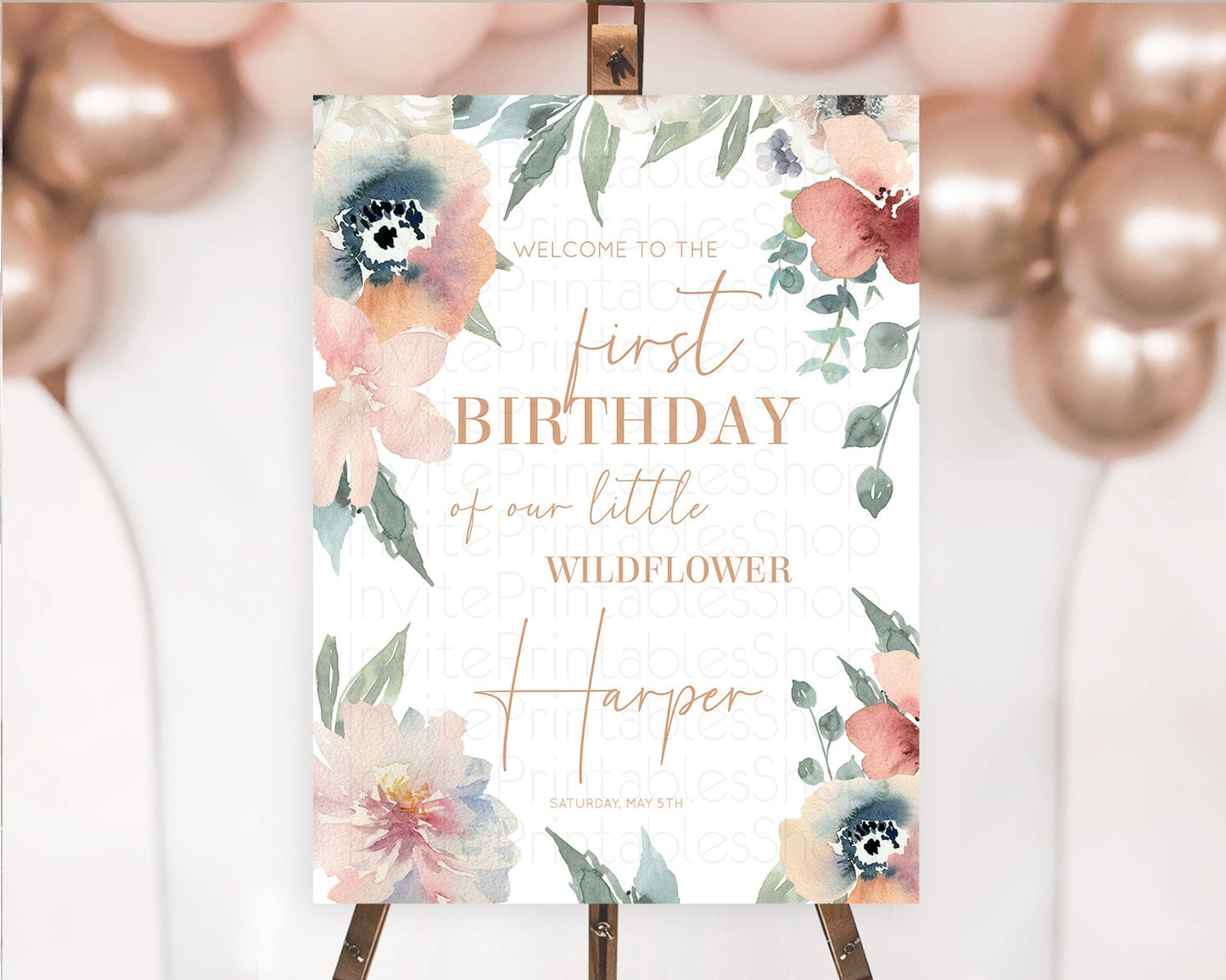 Secret Garden Welcome Sign Wildflower Welcome Board Pastel Flower Garden Welcome Poster Boho Wildflower First Birthday Welcome Sign D10787