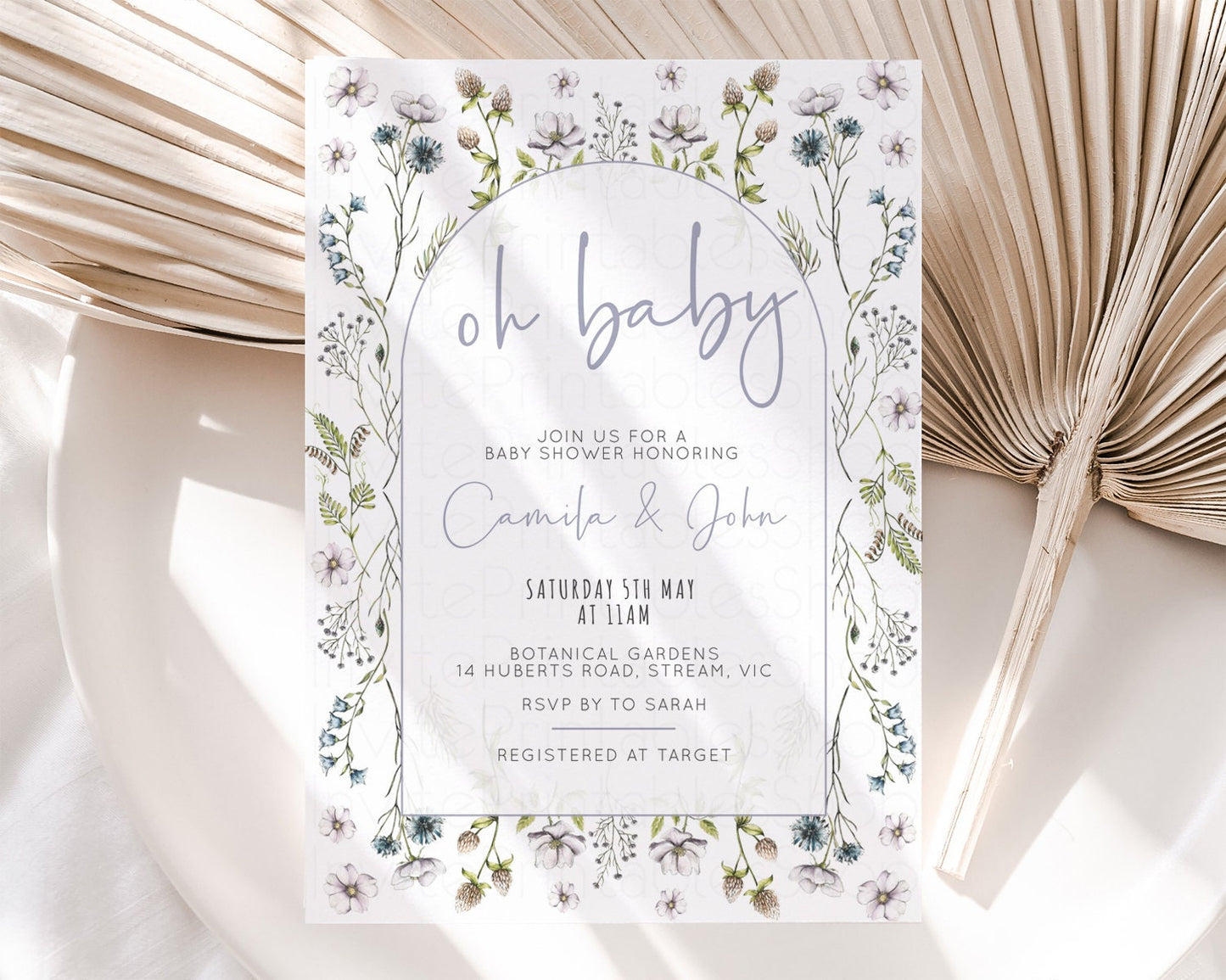 Secret Garden Baby Shower Invitation Enchanted Garden Shower Invitation Whimsical Floral Shower Boho Botanical High Tea Party Wildflower 587