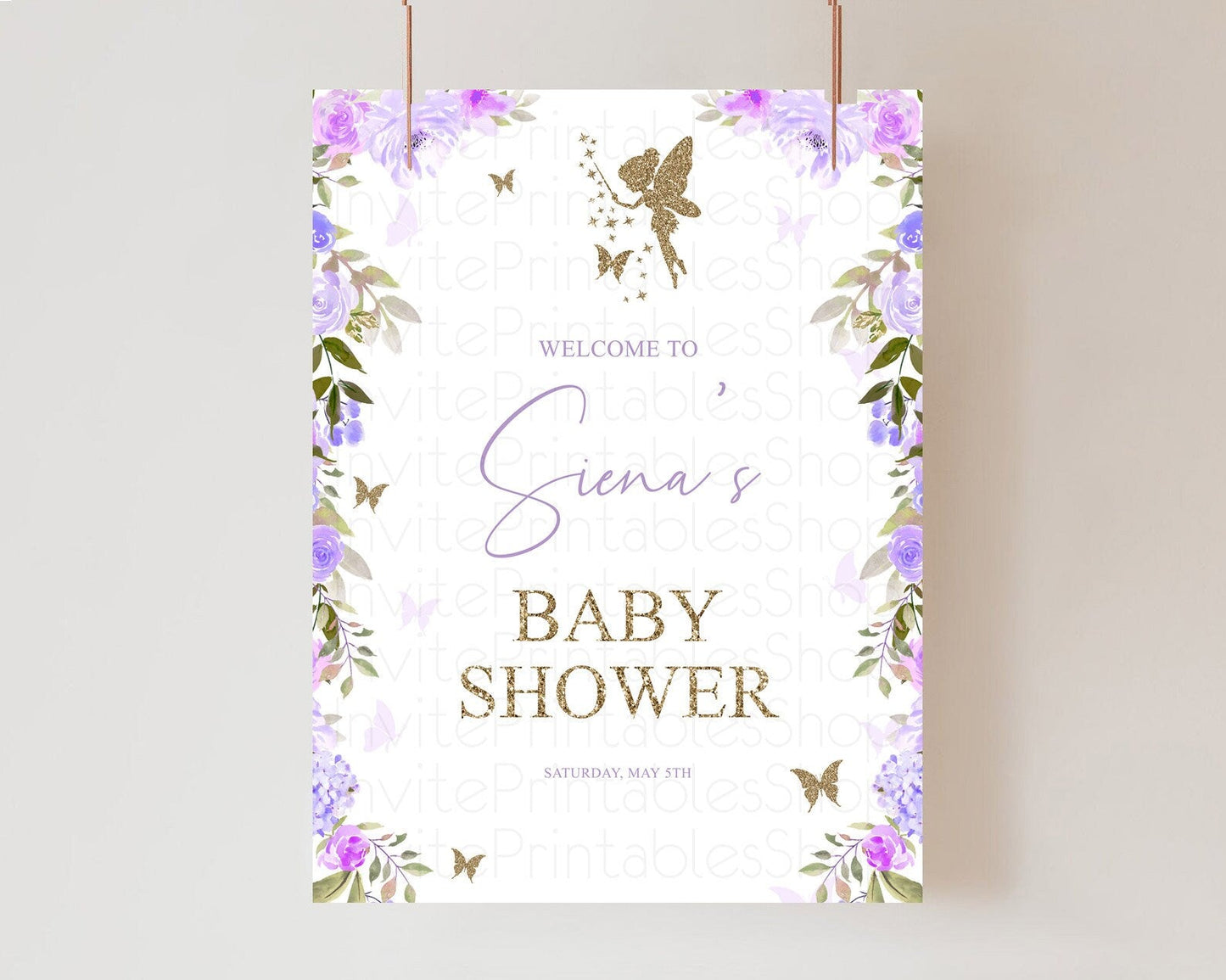 Fairy Baby Shower Welcome Sign Fairy Welcome Board Enchanted Garden Pastel Floral Butterfly Decor Secret Garden Fairy Welcome Sign D10910