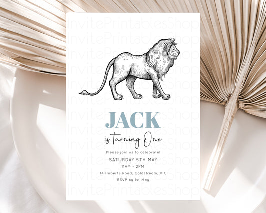 Editable Lion Birthday Invitation Lion Invitation Wild One Invite Jungle Saf